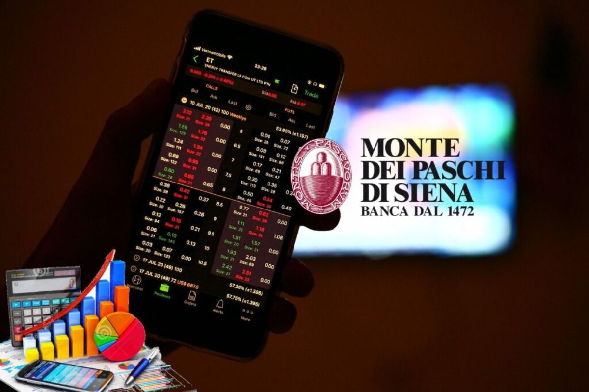 mobile trading e logo di MPS