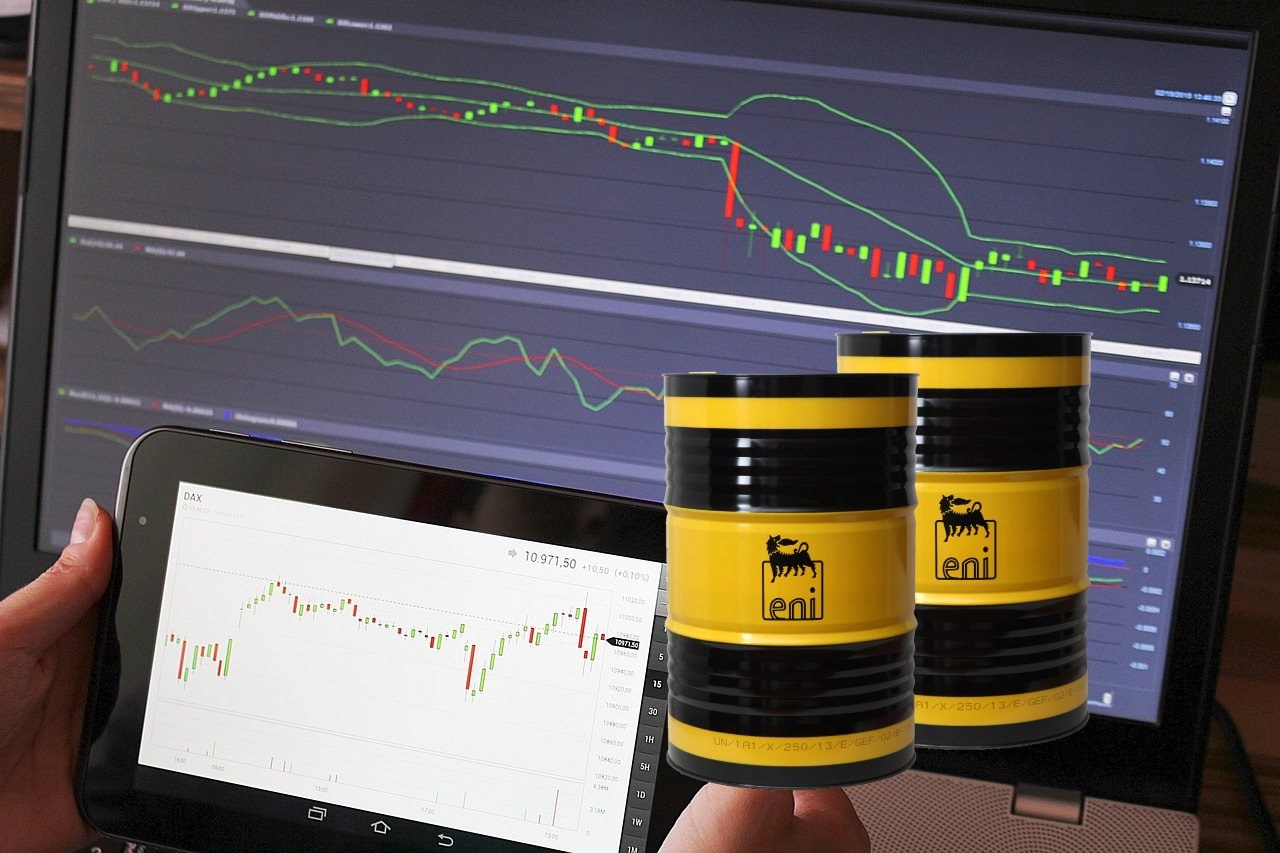 barili di petrolio Eni e chart di trading