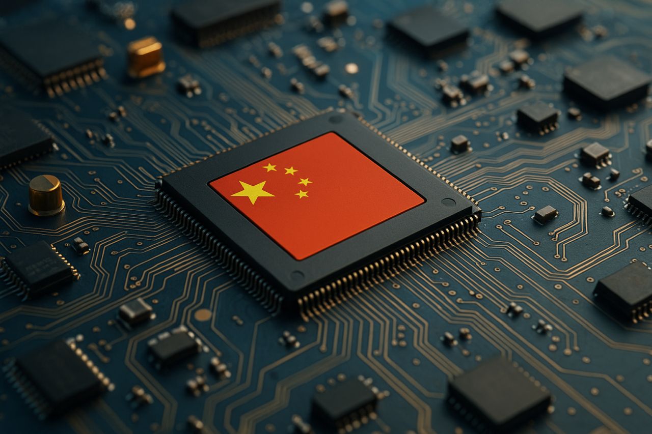 La bandiera cinese su un microchip