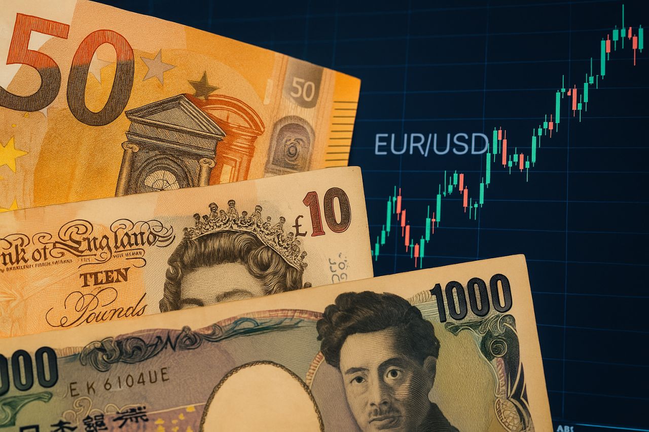 banconote e grafico finanziario sullo sfondo