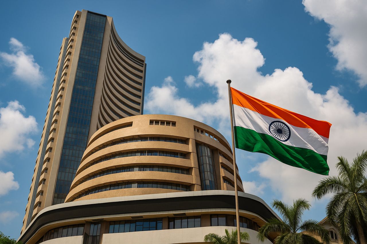 Un palazzo con la bandiera dell'India