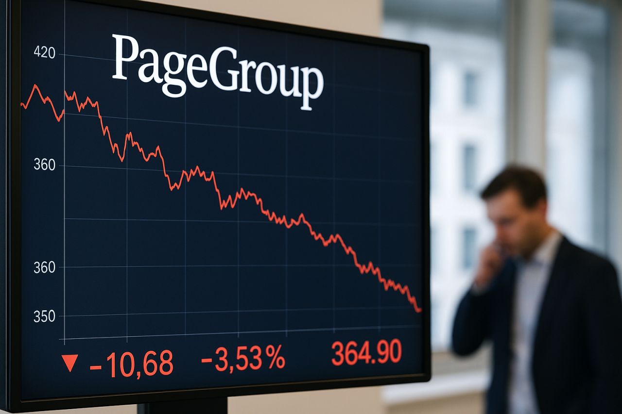 Uno schermo con un grafico finanziario e la scritta PageGroup
