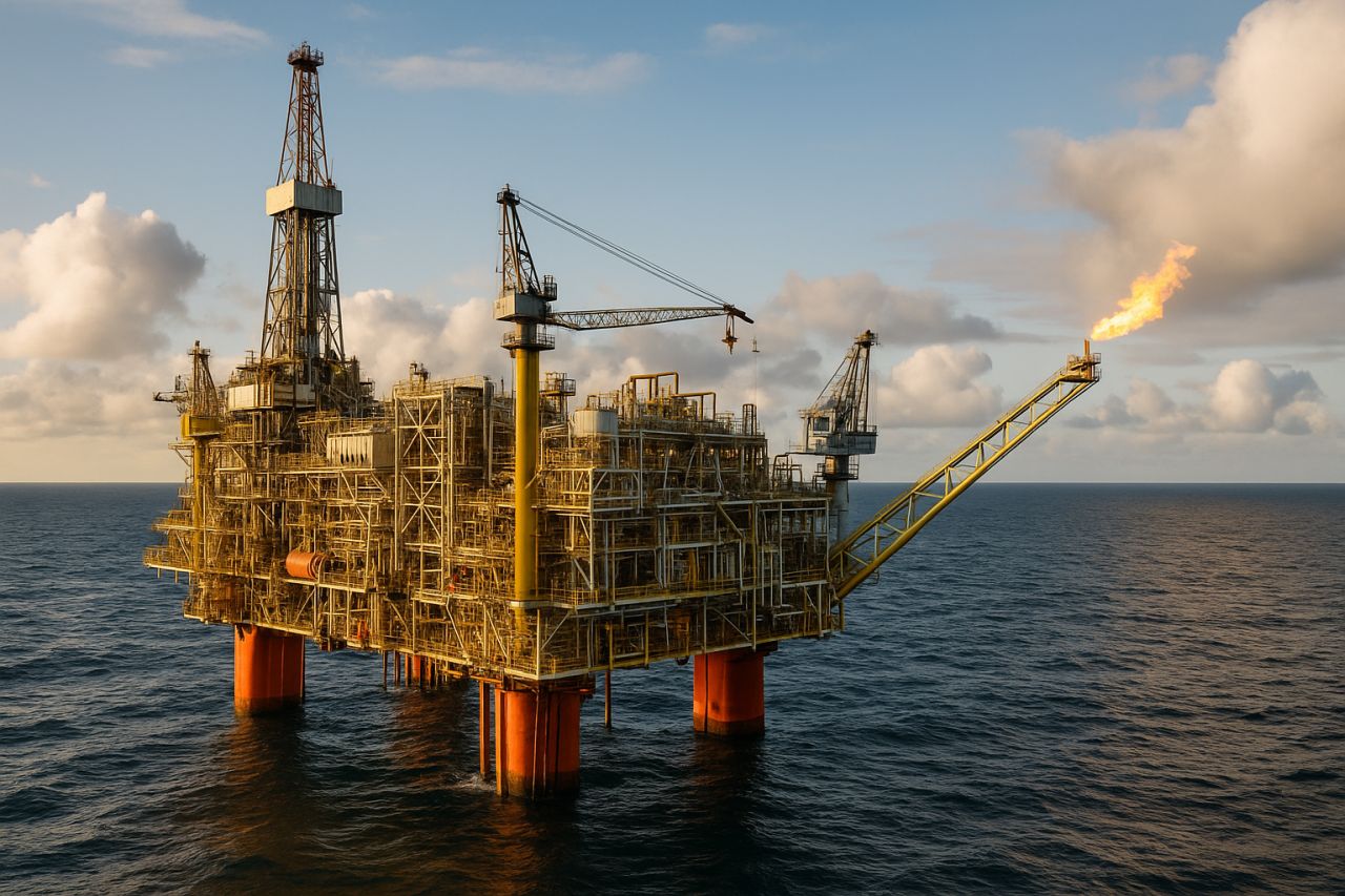 Una piattaforma petrolifera in mezzo al mare