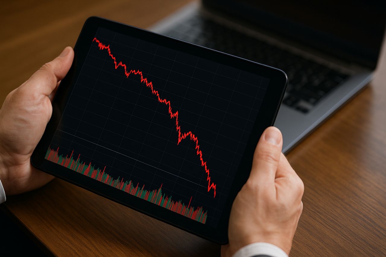 Un tablet con un grafico in rosso