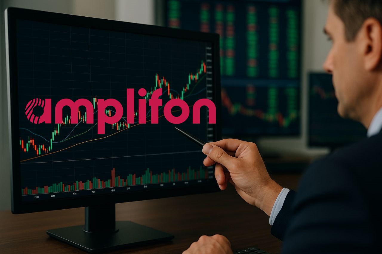 logo di Amplifon e trader in azione