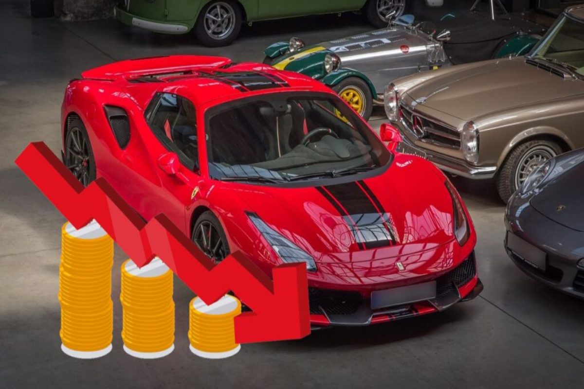 auto Ferrari e grafico al ribasso