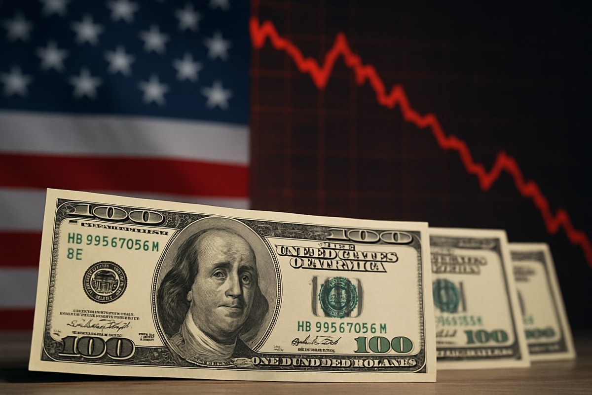 banconote dollari e grafico in ribasso