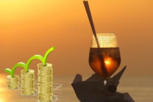 bicchiere con Campari e grafico