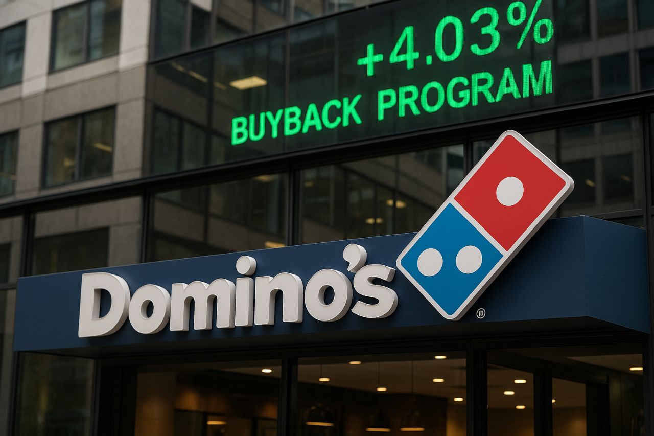 La scritta Domino's sull'entrata di un locale