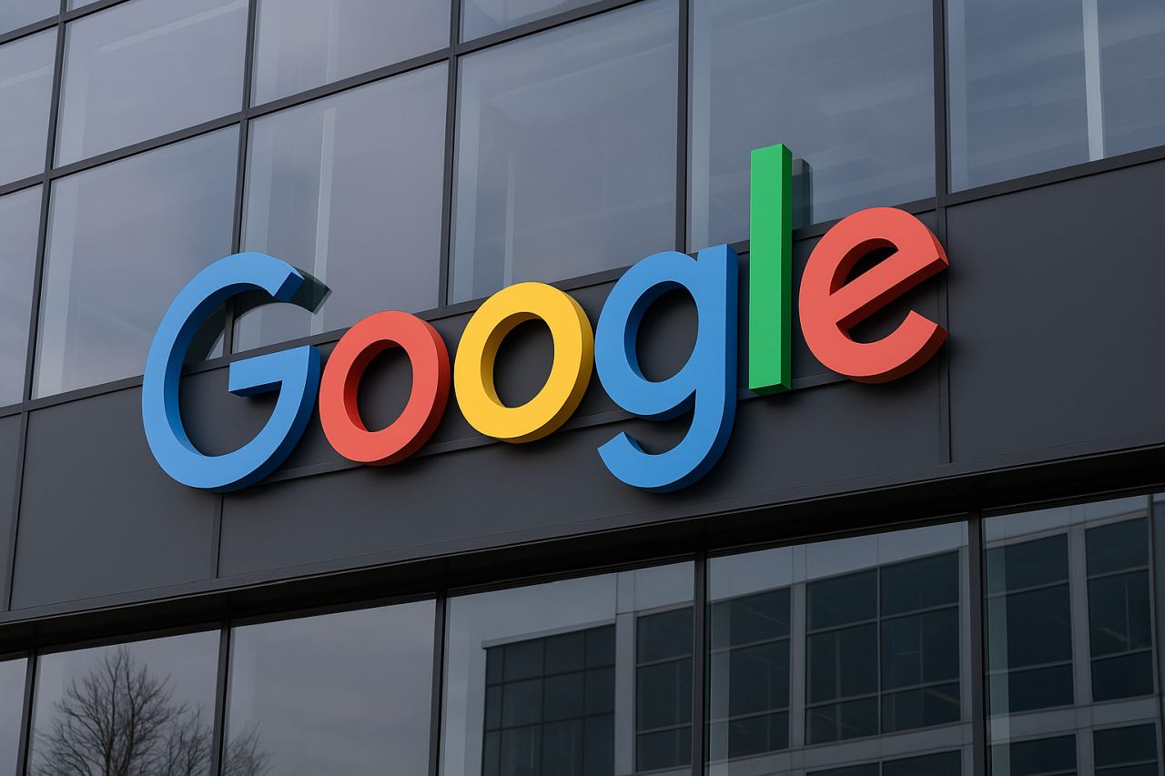 la scritta google sulla vetrata di un palazzo