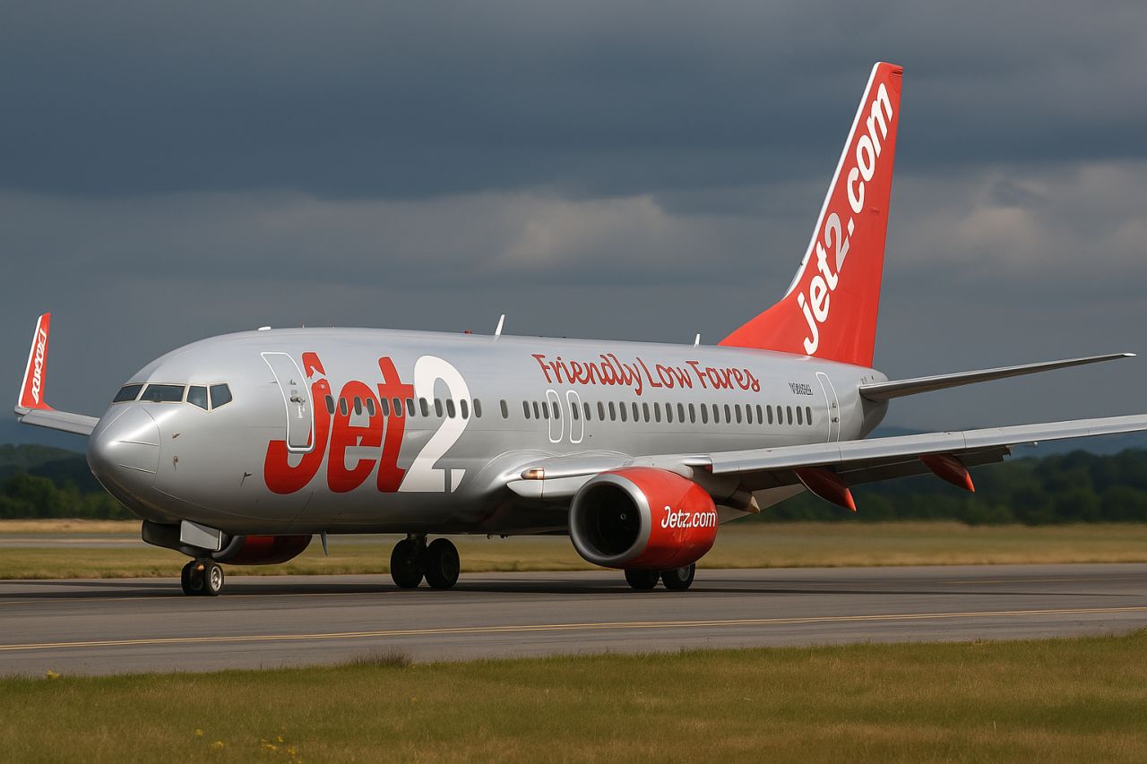 un aereo di linea su una pista di atterraggio