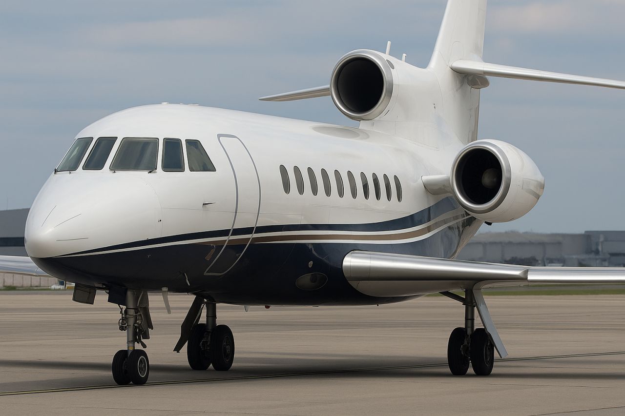 un jet privato su una pista di atterraggio