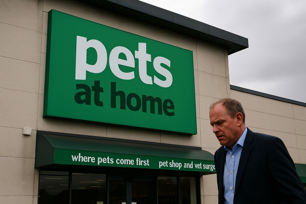 Insegna Pets at Home sull'ingresso dell'edificio di uno degli esercizi commerciali della società