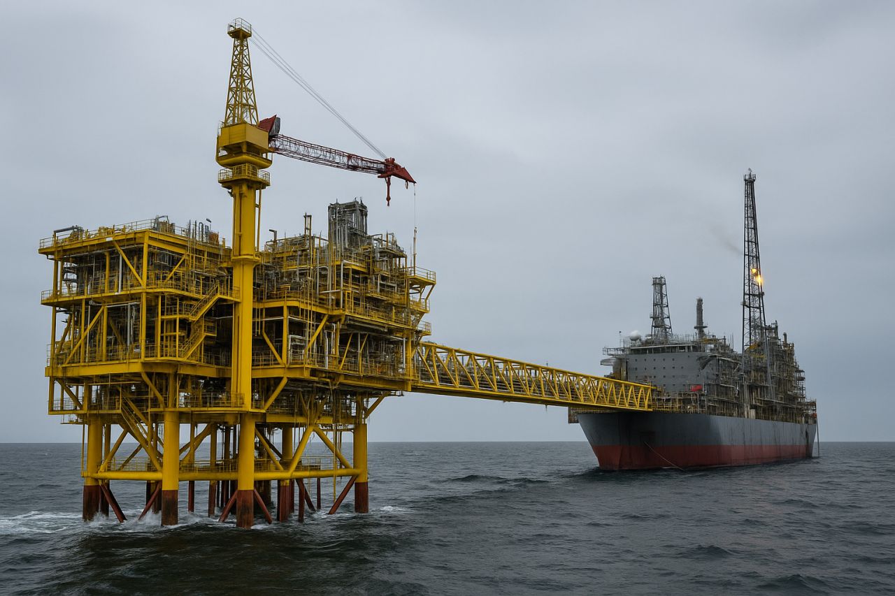 una piattaforma petrolifera in mezzo al mare