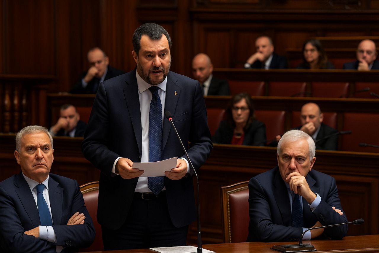 Il ministro Salvini in Parlamento