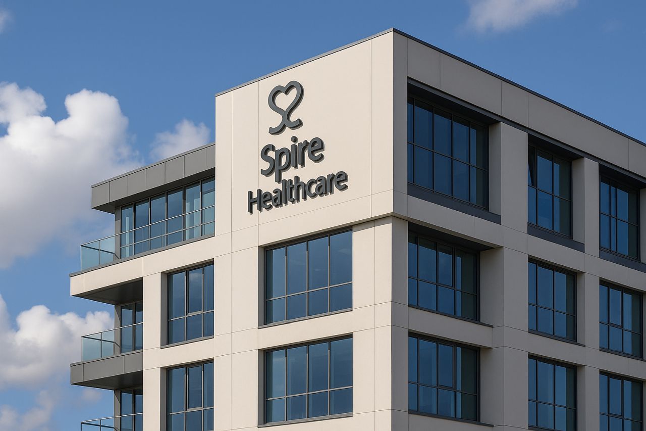 Un palazzo con la scritta Spire Healthcare