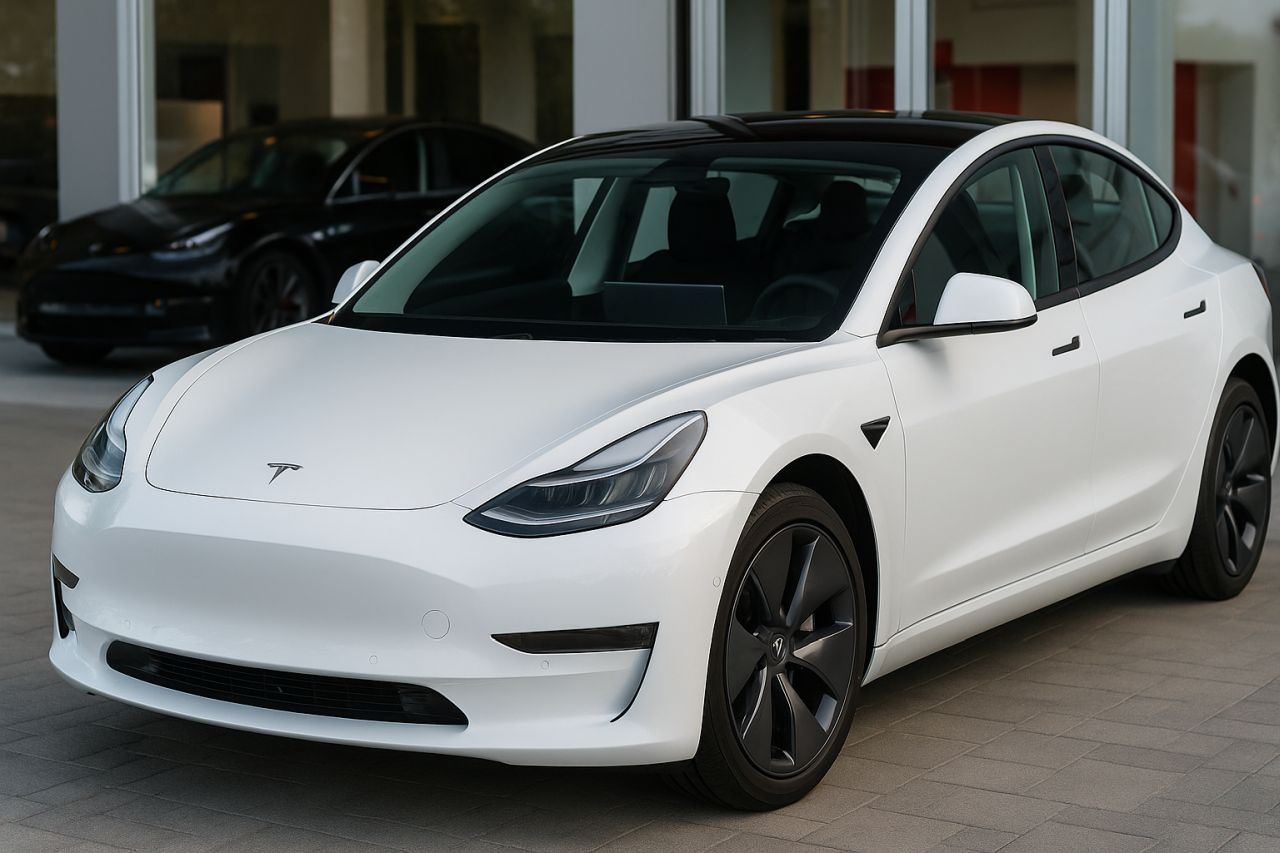 una automobile Tesla bianca