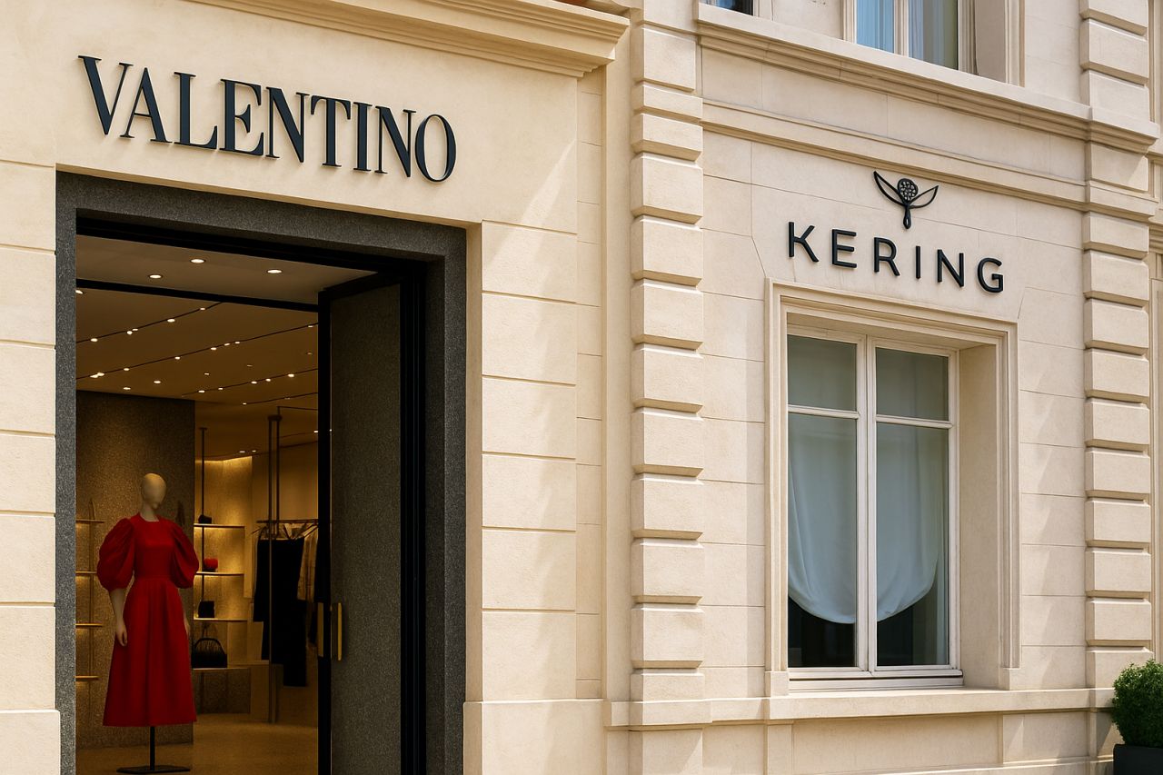 scritta Valentino sull'entrata di un punto vendita