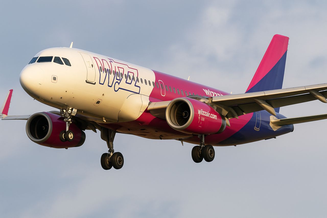 Un aereo di linea Wizzair in volo
