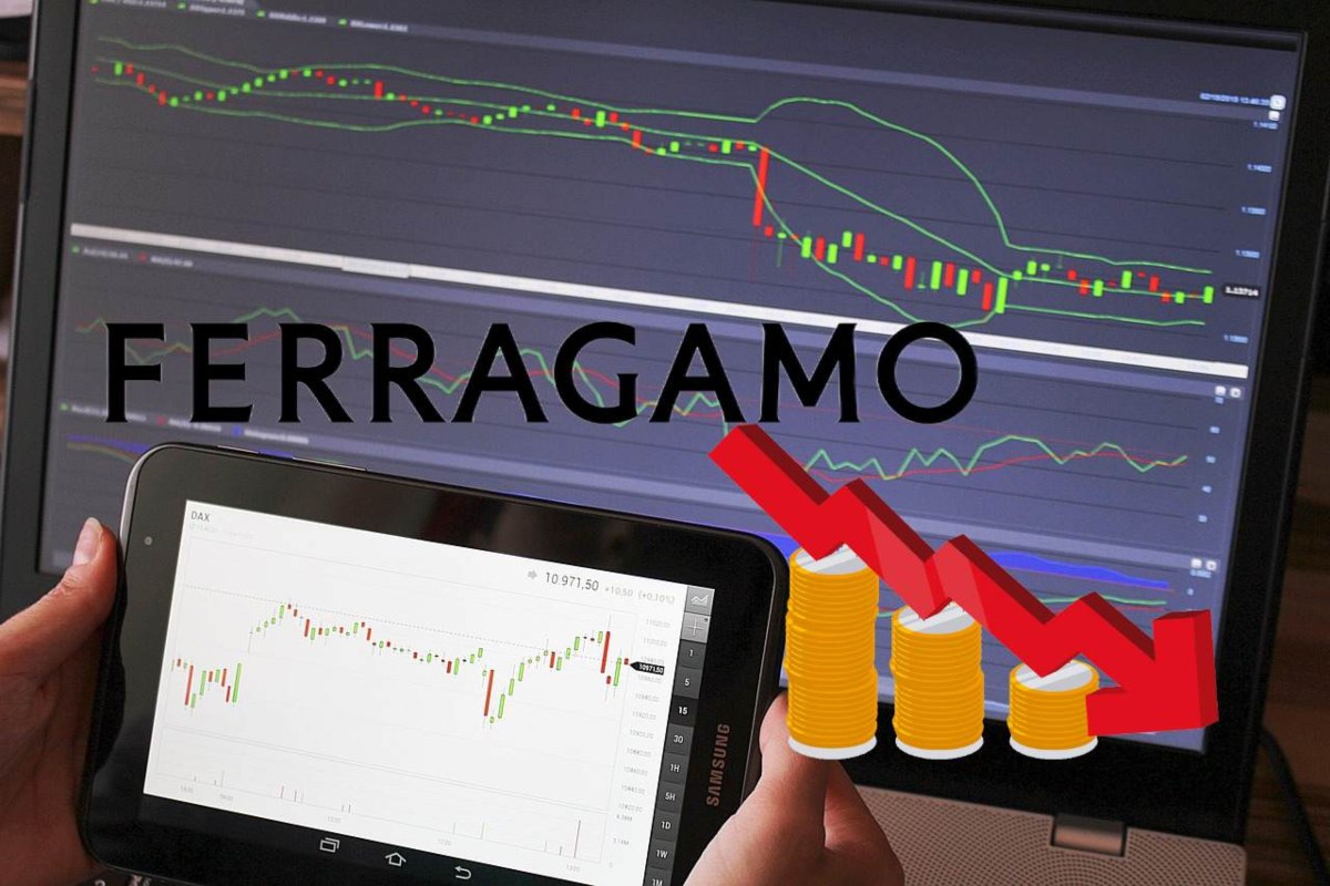 logo Ferragamo su chart di trading