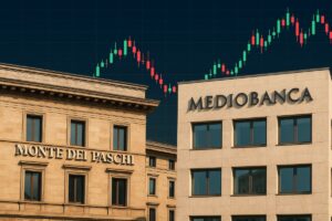palazzi con insegna MPS e Mediobanca
