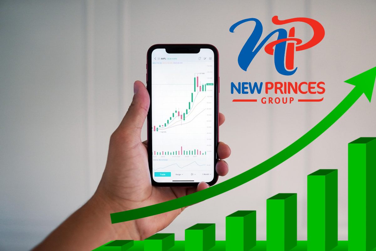grafico al rialzo e logo NewPrinces
