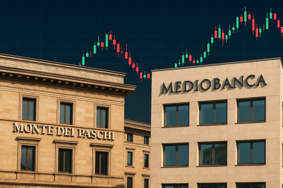 palazzi con insegne MPS e Mediobanca
