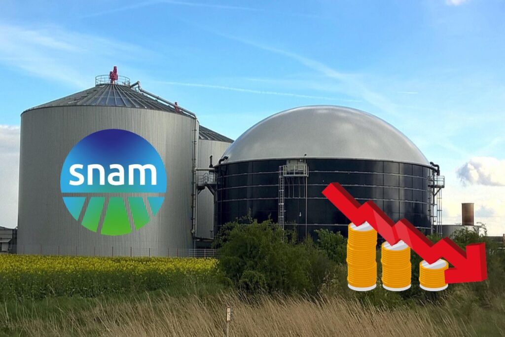 magazzino gas e logo di Snam