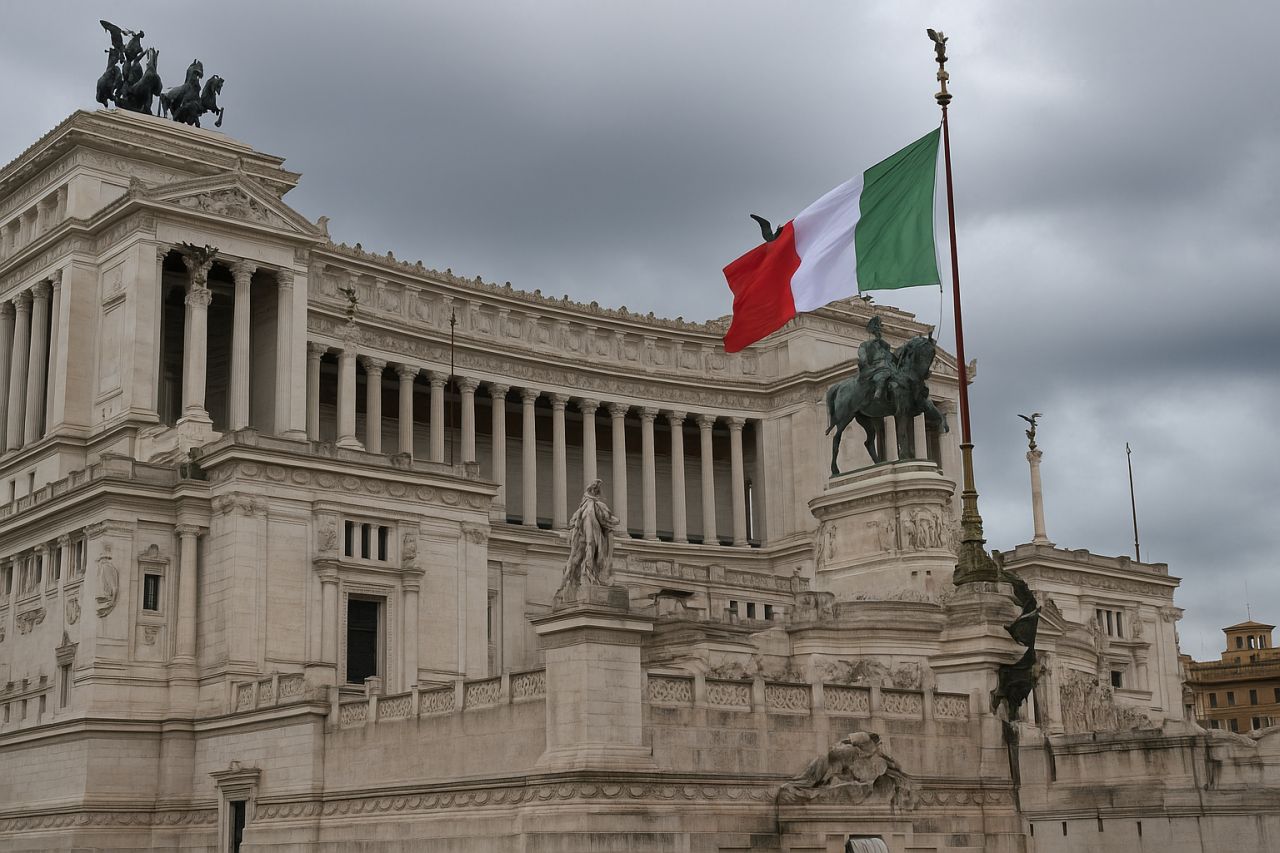 L'Altare della Patria con cielo nuvoloso