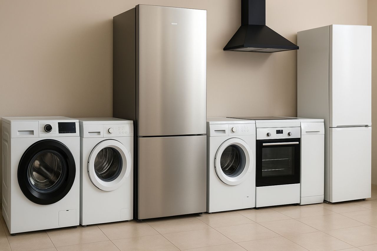 Alcuni elettrodomestici da cucina, uno accanto all'altro