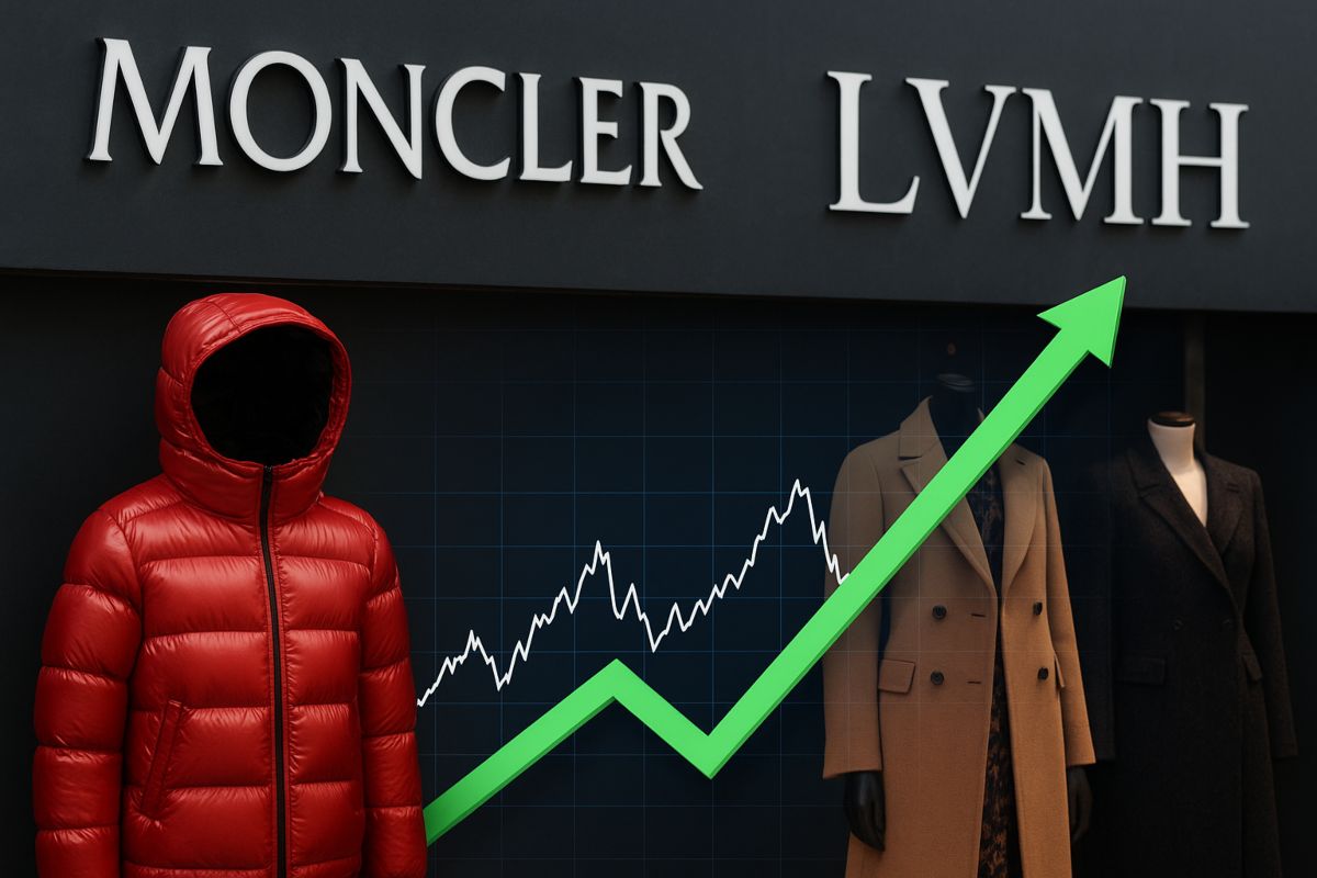loghi Moncler e LVMH con grafico al rialzo