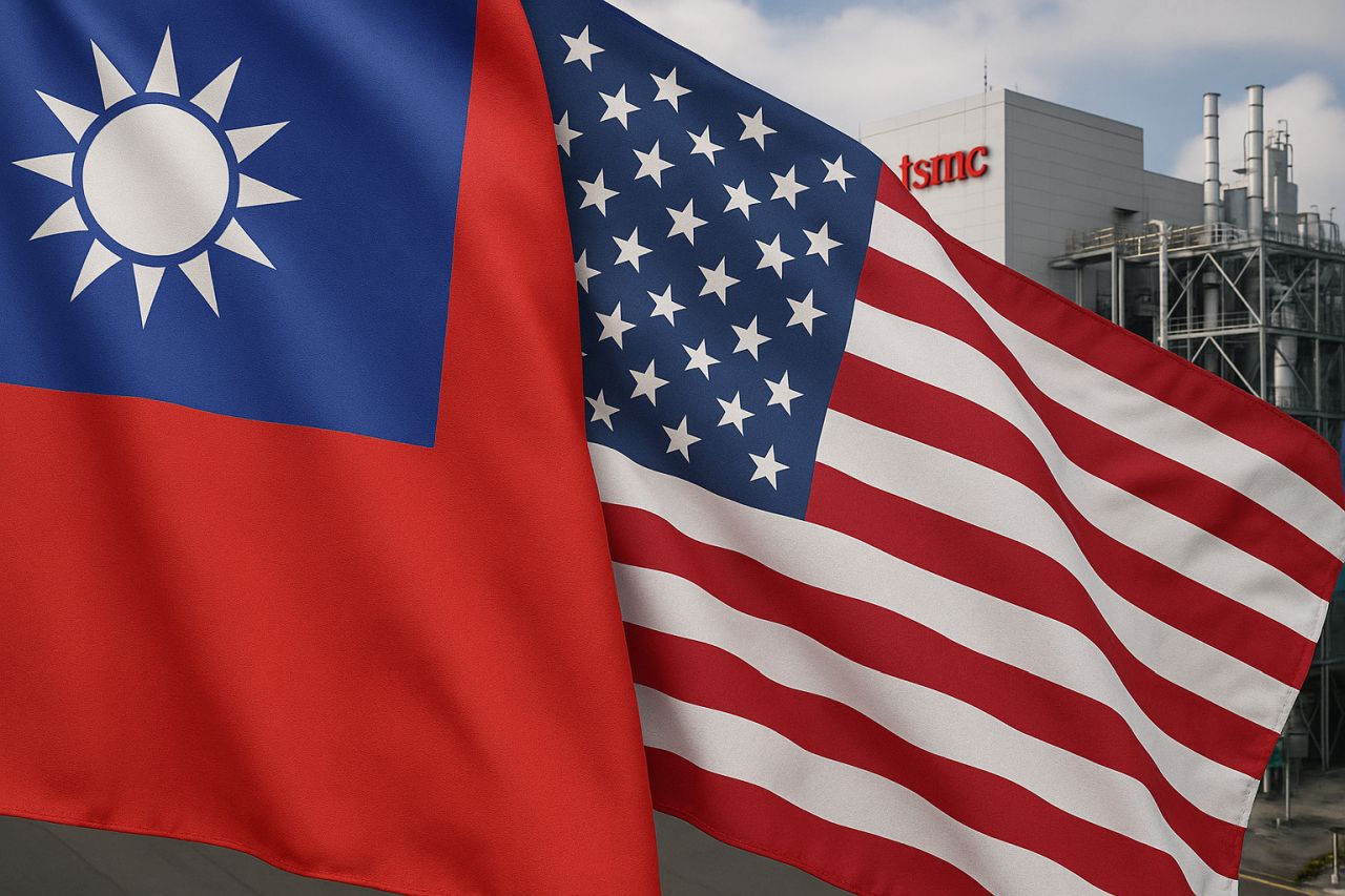 La bandiera del Taiwan accanto a quella degli USA