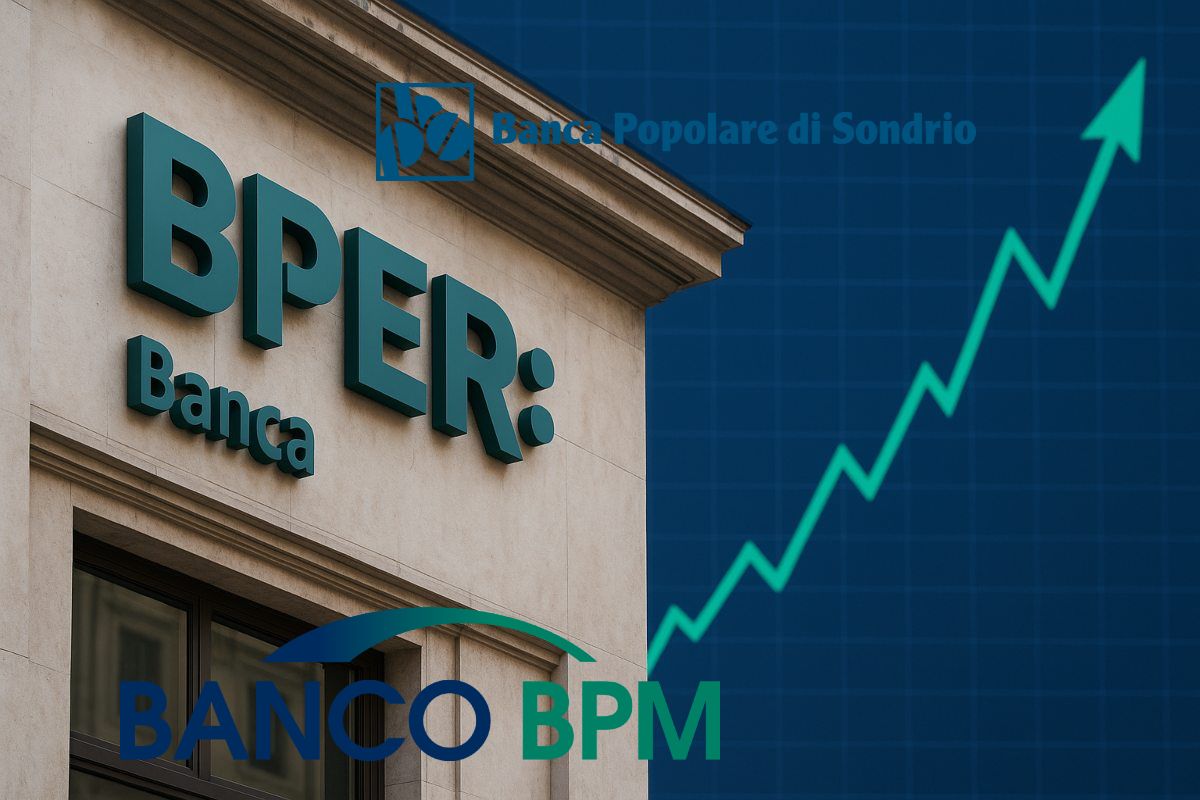 loghi banche e grafico rialzo