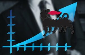 trader in cravatta e logo di Eni su un grafico