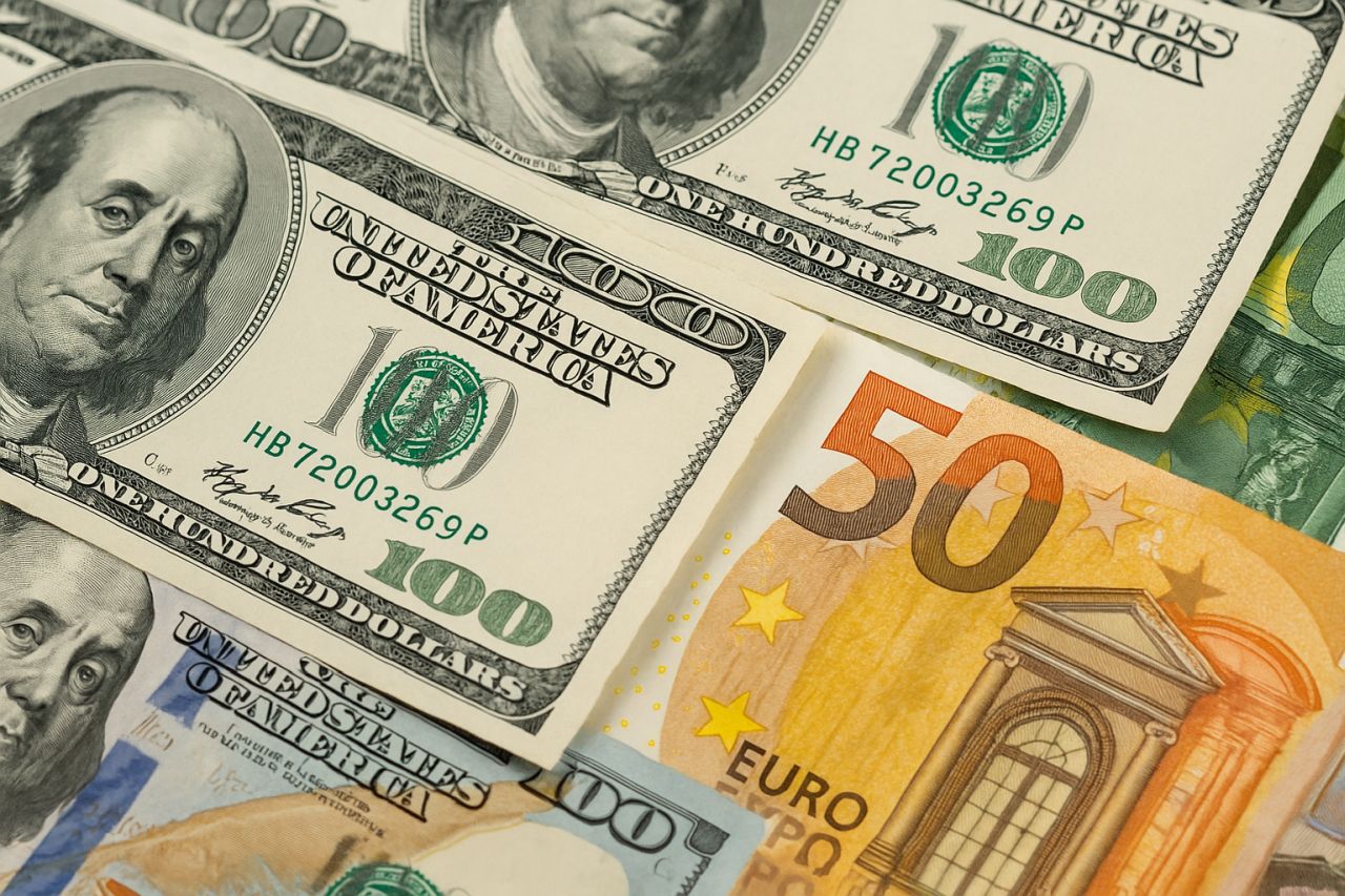 Alcune banconote di dollari ed euro