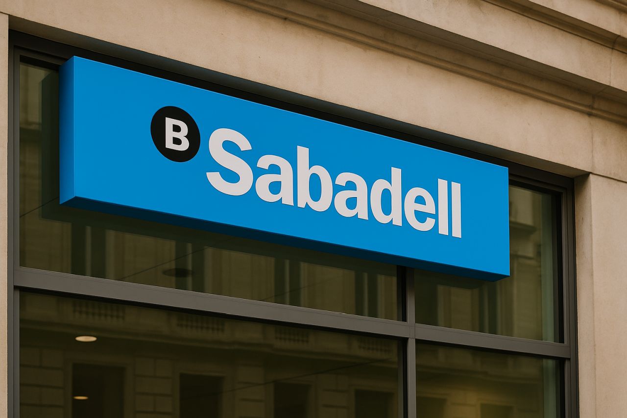 L'insegna Sabadell sull'entrata di una delle sedi