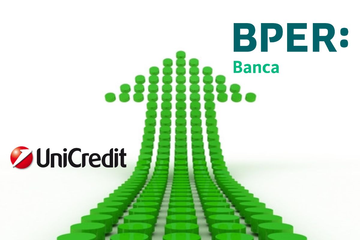 loghi bper e unicredit con freccia verde