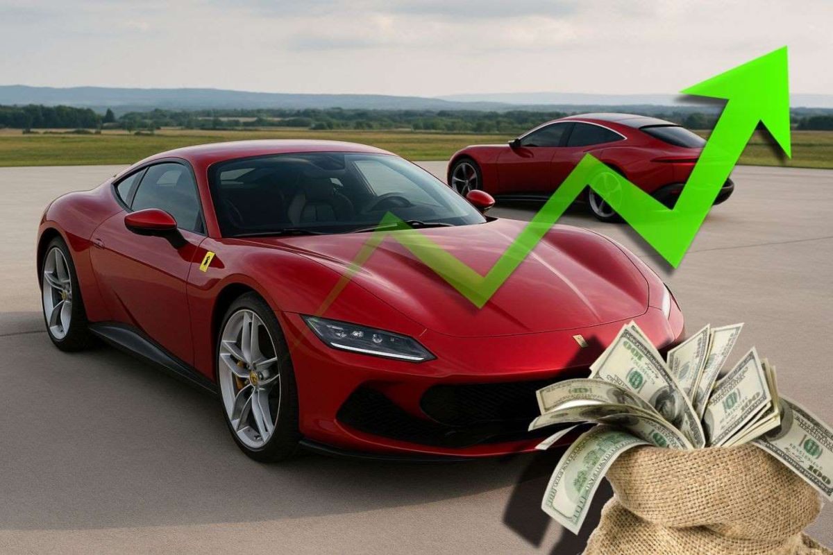 auto Ferrari e freccia di rialzo