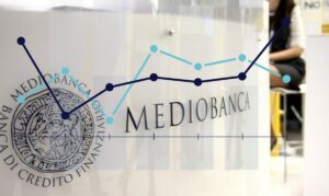 insegna Mediobanca e grafico
