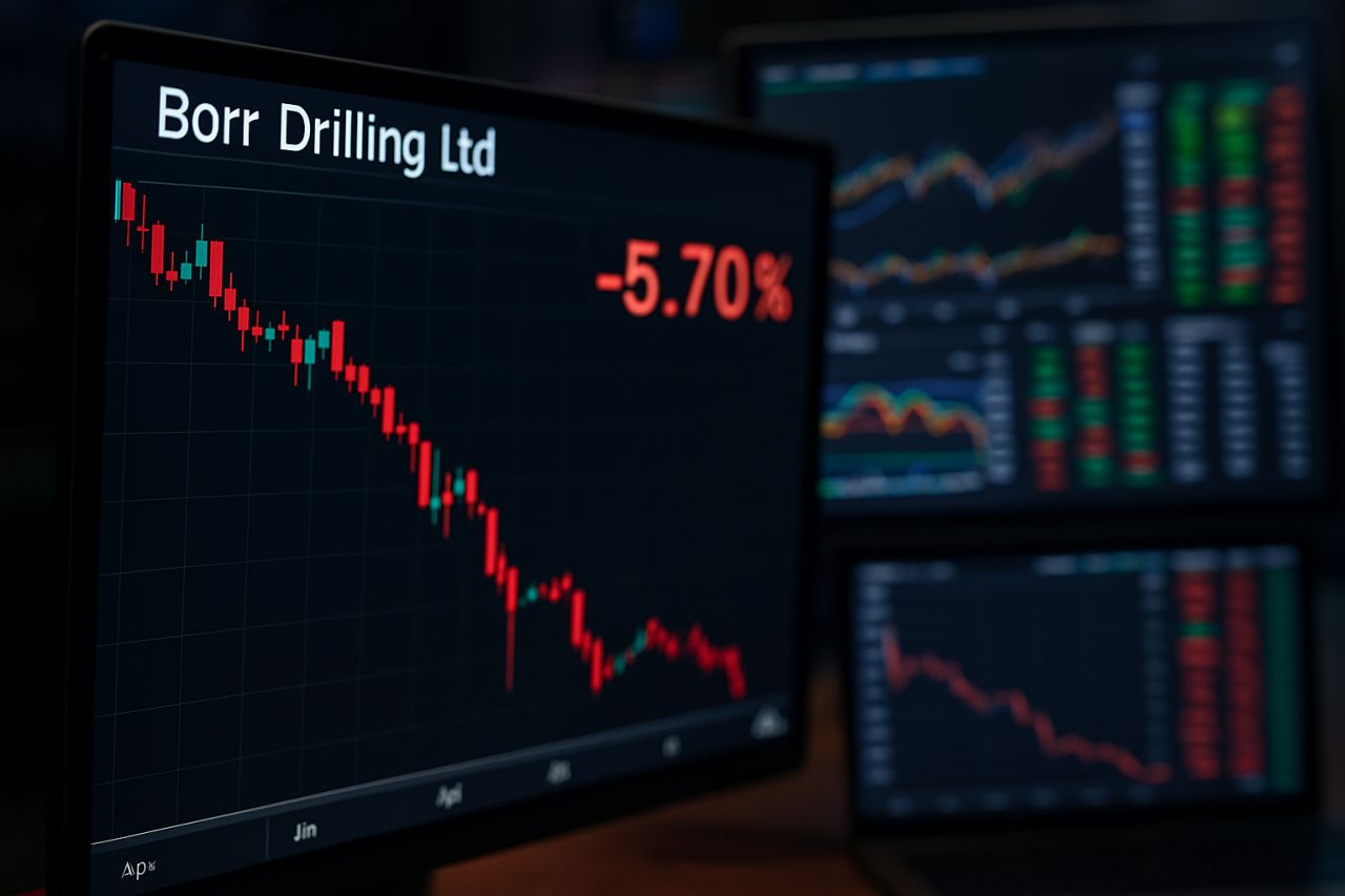 Uno schermo con un grafico finanziario e la scritta Borr Drilling