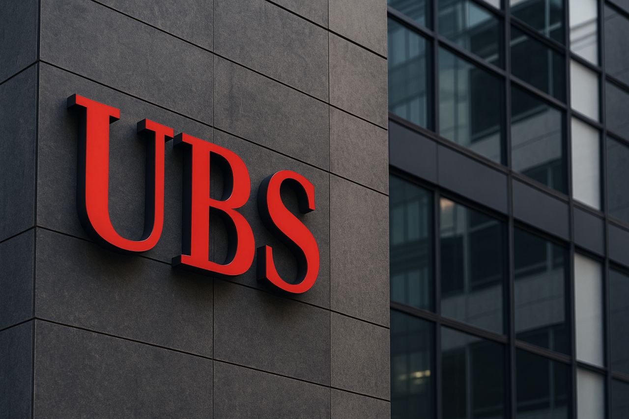 La scritta UBS sulla parete di un edificio