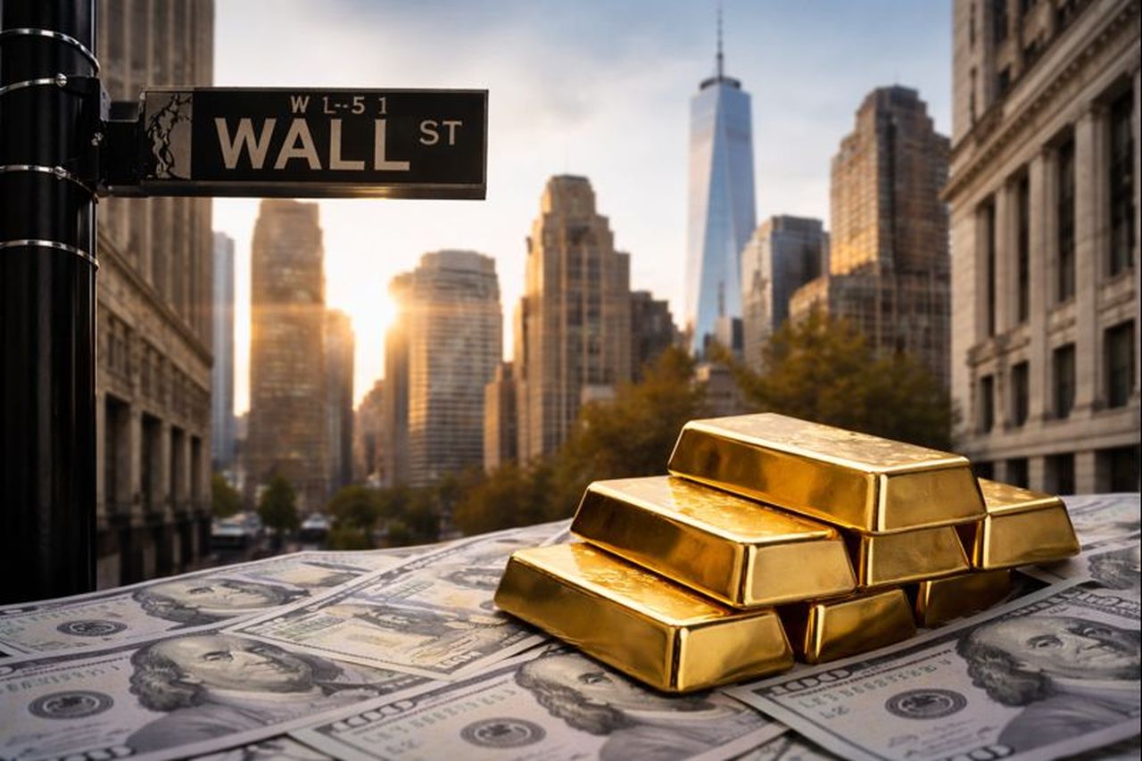 Lingotti d'oro e banconote in primo piano con