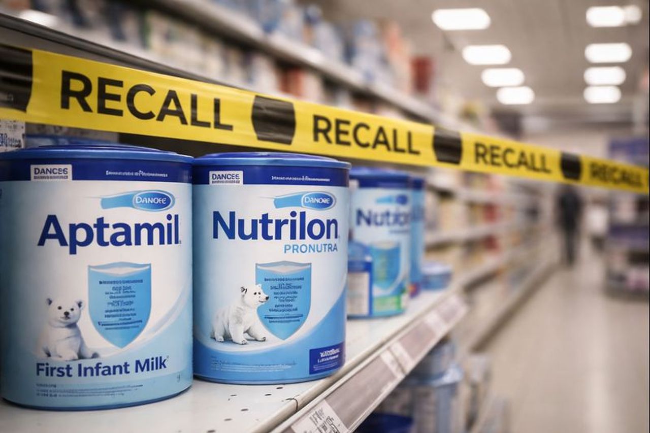 Alcuni prodotti Danone sugli scaffali di un supermercato