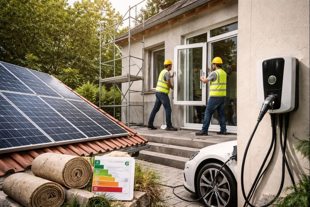 Operai che sostituiscono infissi esterni di un immobile ad uso abitativo