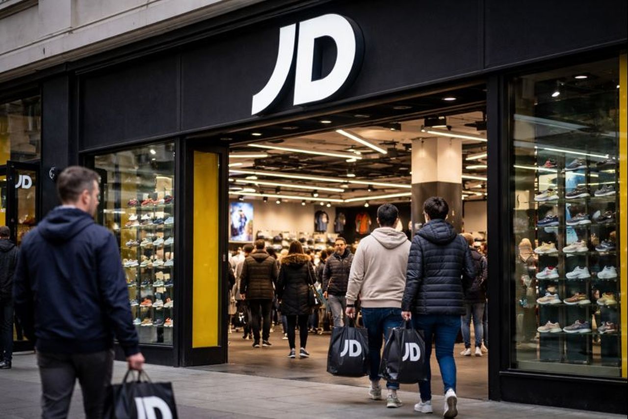 Un punto vendita con la scritta JD sull'entrata