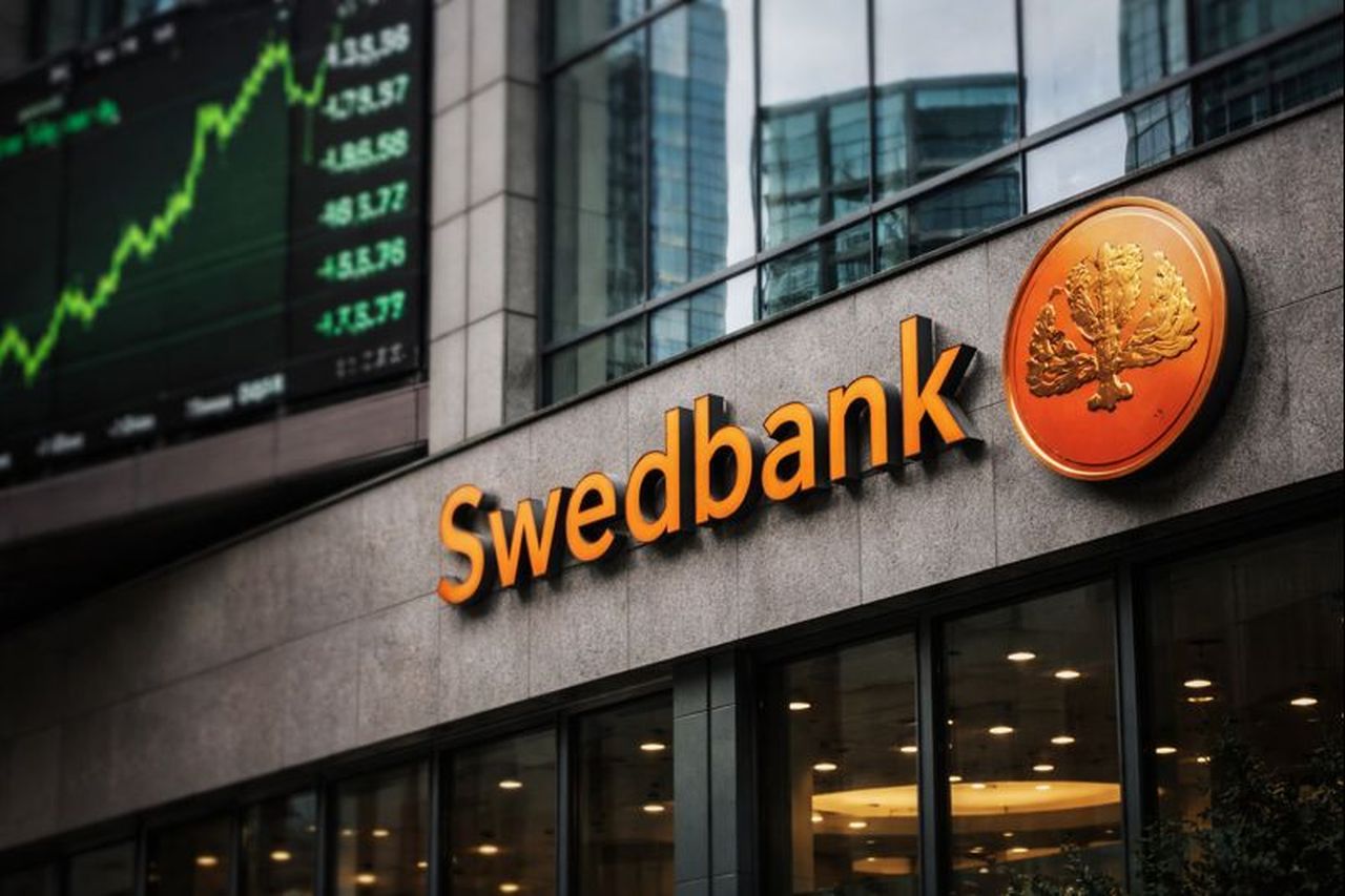 Logo e insegna Swedbank su un edificio