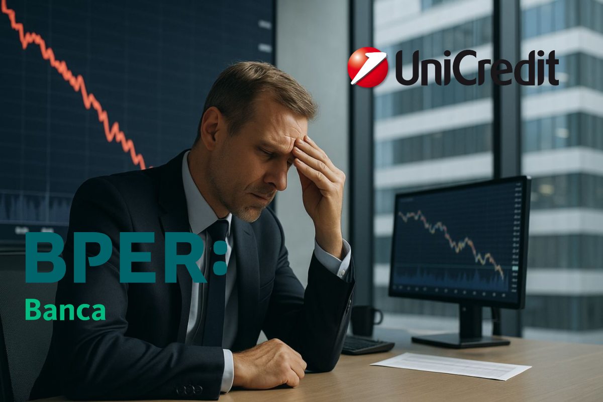 trader preoccupato e grafico al ribasso