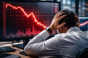trader disperato per crollo azioni