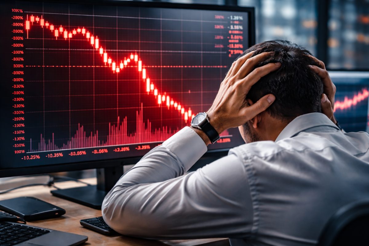 trader disperato per crollo azioni