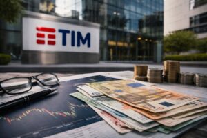 Alcune banconote in euro e la scritta TIM sullo sfondo
